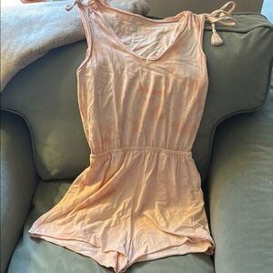 Aerie Pink Jumpsuit with Adjustable Straps and Elastic Waist